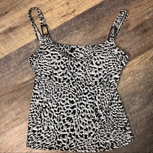 MagicSuit Gray Black White Animal Print Swim TOP Size 12